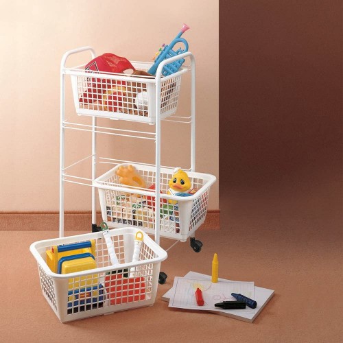 Carrello Organizer 3 Ripiani Scaffale con Ruote Cucina Bagno Ufficio Scorrevole