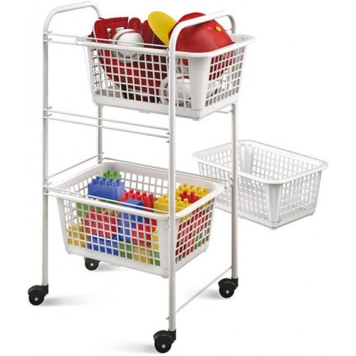 Carrello Organizer 3 Ripiani Scaffale con Ruote Cucina Bagno Ufficio Scorrevole