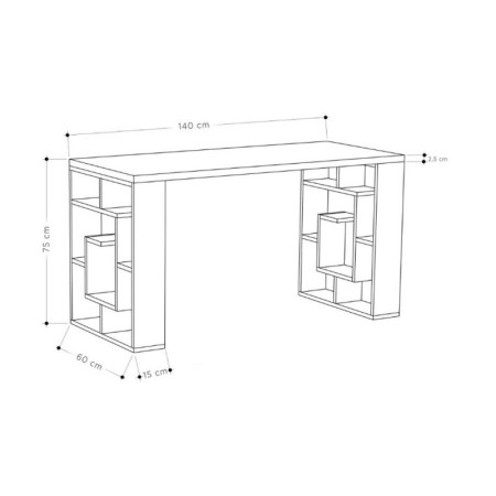 Tavolo Scrivania Moderna con Libreria Ripiani Tavolo Porta PC per Camera Ufficio