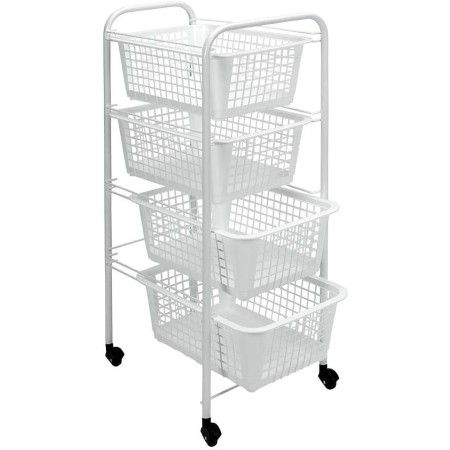 Carrellino Salvaspazio 4 Ripiani con Ruote Lavanderia Cucina Bagno Scorrevole