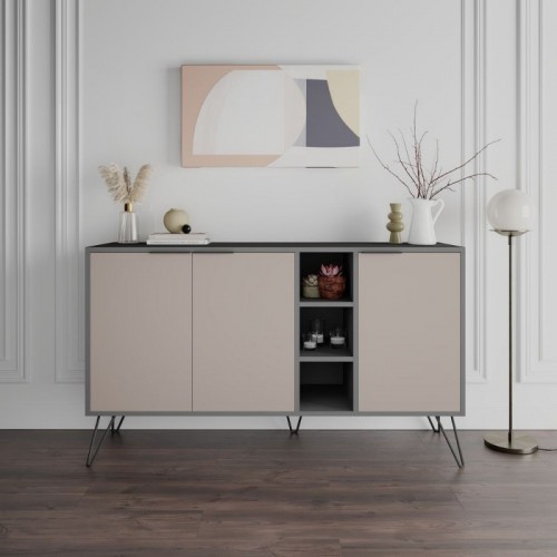 Mobile Credenza 3 Ante con Ripiani Antracite e Tortora Madia Soggiorno Ingresso