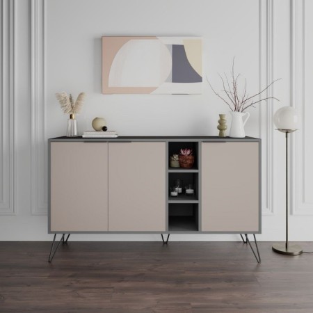 Mobile Credenza 3 Ante con Ripiani Antracite e Tortora Madia Soggiorno Ingresso