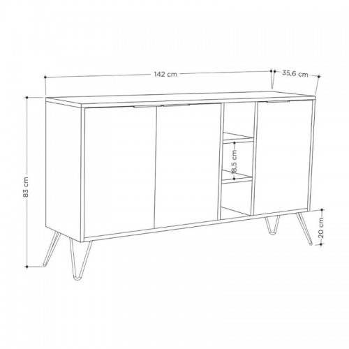 Credenza 3 Ante Antracite e Rovere Mobile Piattaia con Ripiani Soggiorno Sala