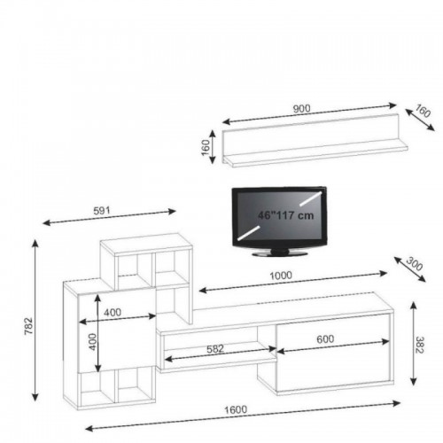 Parete Attrezzata in Legno Bianco e Noce Mobile Porta TV Moderno per Salotto