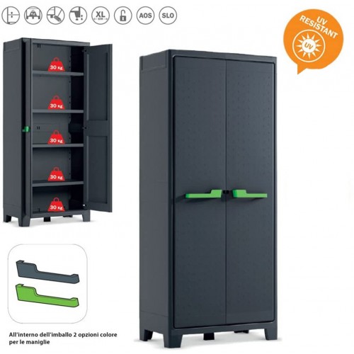 Armadio Keter Antracite Tuttopiani Resina Impermeabile Alto Organizer da Esterno