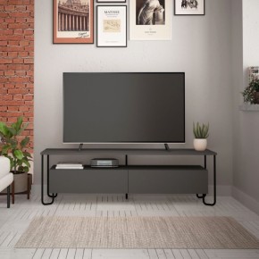 Mobile porta TV Antracite Basso con 2 Ante da Salotto Piedi in Metallo in Legno