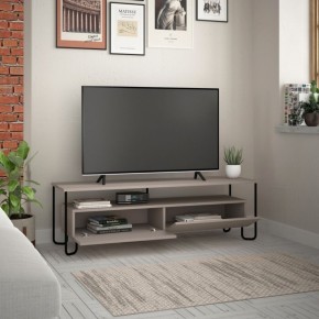 Mobile da Sala Porta TV in Legno Due Ante a Ribalta Tortora Piedi in Metallo 2