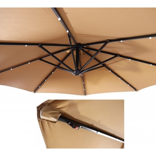 Ombrellone Impermeabile con Luci LED Palo Decentrato Braccio Laterale Retrattile