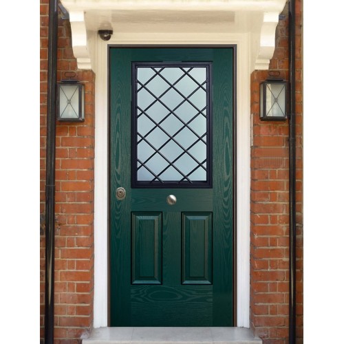 Porta Blindata Classica con Vetro per Esterno Portoncino Blindato Vetrato Verde