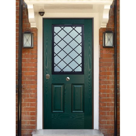 Porta Blindata Classica con Vetro per Esterno Portoncino Blindato Vetrato Verde