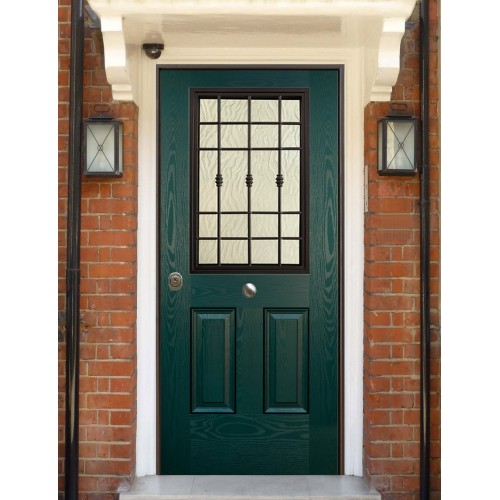 Porta Blindata Classica con Vetro per Esterno Portoncino Blindato Vetrato Verde