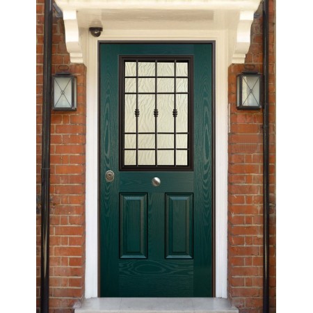 Porta Blindata Classica con Vetro per Esterno Portoncino Blindato Vetrato Verde