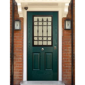 Porta Blindata Classica con Vetro per Esterno Portoncino Blindato Vetrato Verde