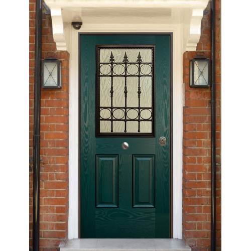 Porta Blindata Classica con Vetro per Esterno Portoncino Blindato Vetrato Verde