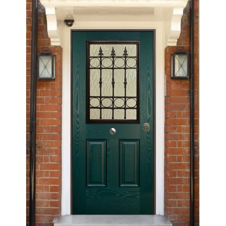 Porta Blindata Classica con Vetro per Esterno Portoncino Blindato Vetrato Verde