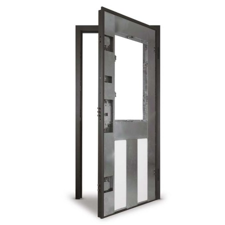 Portone Blindato Bianco Vetrato con Pannello per Esterno Porta Blindata