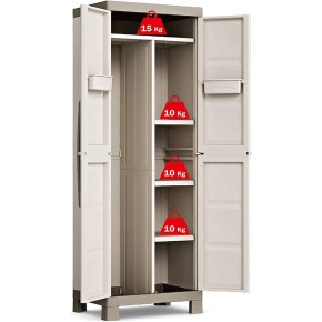 Armadio Keter in Resina Alto da Esterno Tortora Multiuso Portascope Beige 2 Ante 2