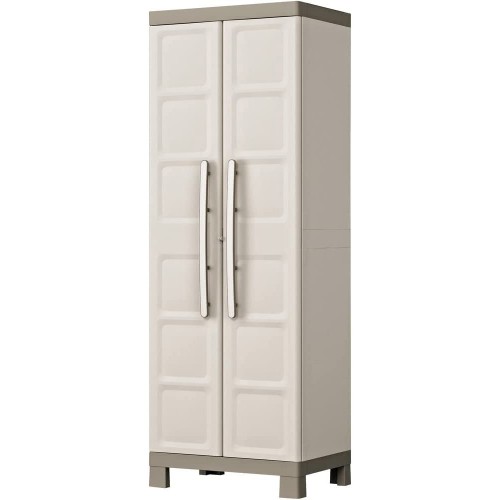 Armadio Keter in Resina Alto da Esterno Tortora Multiuso Portascope Beige 2 Ante
