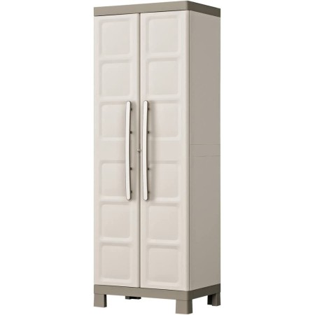 Armadio Keter in Resina Alto da Esterno Tortora Multiuso Portascope Beige 2 Ante