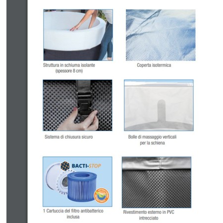 Piscina Idromassaggio Spa 156x70 Mobili Rotonda Riscaldata 4 Adulti Semi Rigida