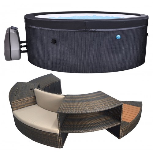 Piscina Idromassaggio Spa 156x70 Mobili Rotonda Riscaldata 4 Adulti Semi Rigida