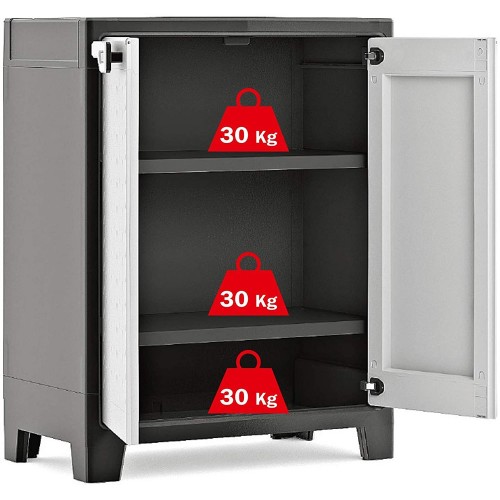 Armadio Keter Basso da Esterno Compatto Balcone Salvaspazio Multifunzione Garage