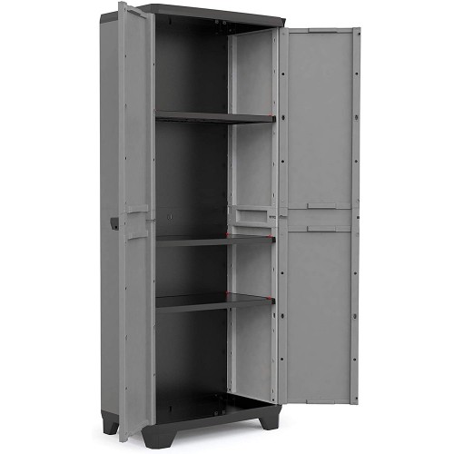 Keter Alto Armadio Grigio Multiuso da Esterno Ripostiglio Organizer Tuttopiani