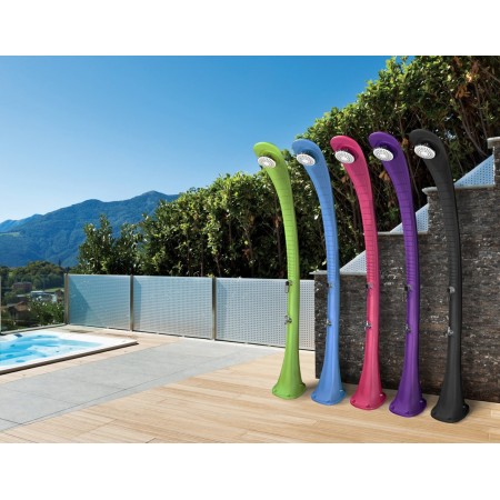Doccia Solare da Giardino 32 litri Nera Miscelatore Campeggio Esterno Piscina
