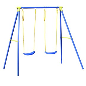 Altalena 2 Posti Bambini Blu Struttura Metallo Alt 182 Giochi 3-12 anni Max 50kg