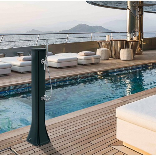 Doccia Riscaldamento Solare 23 litri Nera in Resina da Giardino Piscina Esterno