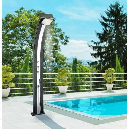 Doccia Solare Nera in Alluminio 38 litri Miscelatore per Esterno da Giardino