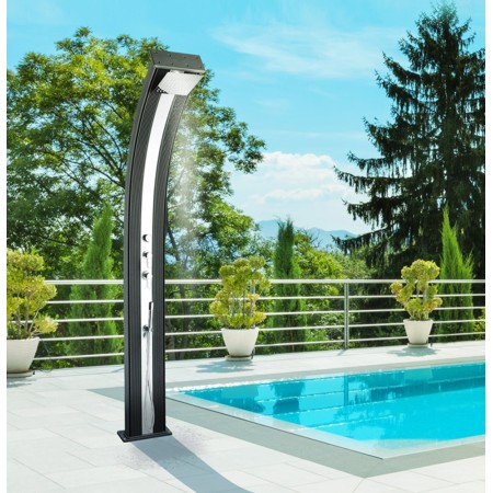 Doccia Solare Nera in Alluminio 38 litri Miscelatore per Esterno da Giardino