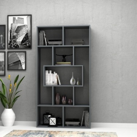 Libreria in Legno Cemento 5 Ripiani a Giorno Mobile per Ufficio Camera Bambini