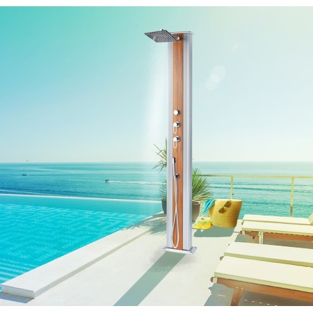 Doccia Solare in Alluminio inox 40 litri Ibrida Acqua Calda da Giardino Esterno