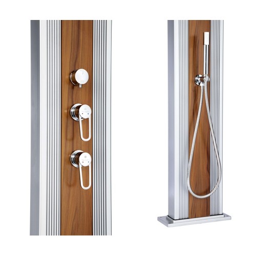 Doccia Solare in Alluminio inox 40 litri Ibrida Acqua Calda da Giardino Esterno