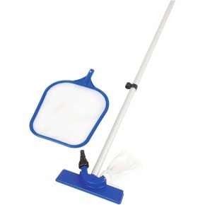Kit Pulizia Piscina Fuori Terra Fondo Spazzola Aspirante Skimmer Retino Acqua