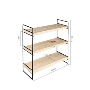 Mobile Scaffale per Trucchi da Bagno Multiuso in Metallo Nero Legno Salvaspazio 2