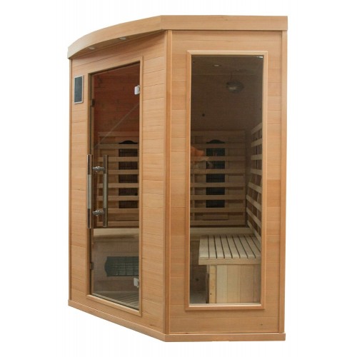 Cabina Sauna ad Raggi Infrarossi 3 4 Posti Angolare Legno da Casa Cromoterapia