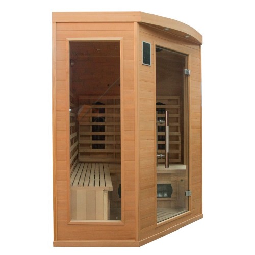 Cabina Sauna ad Raggi Infrarossi 3 4 Posti Angolare Legno da Casa Cromoterapia