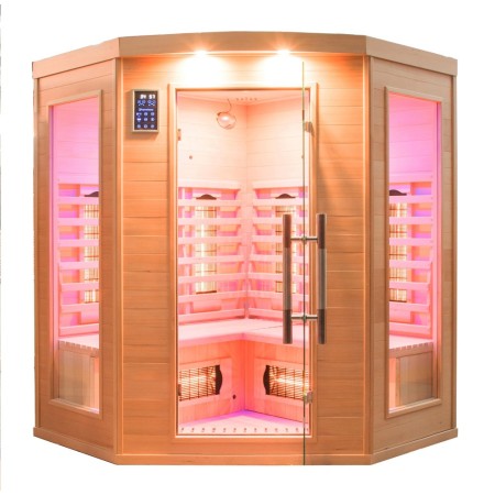 Cabina Sauna ad Raggi Infrarossi 3 4 Posti Angolare Legno da Casa Cromoterapia