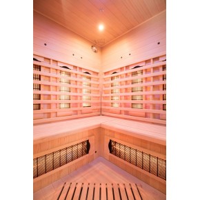 Cabina Sauna ad Raggi Infrarossi 3 4 Posti Angolare Legno da Casa Cromoterapia 2