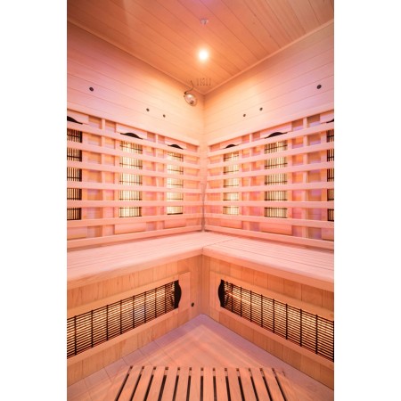 Cabina Sauna ad Raggi Infrarossi 3 4 Posti Angolare Legno da Casa Cromoterapia