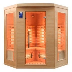 Cabina Sauna ad Raggi Infrarossi 3 4 Posti Angolare Legno da Casa Cromoterapia