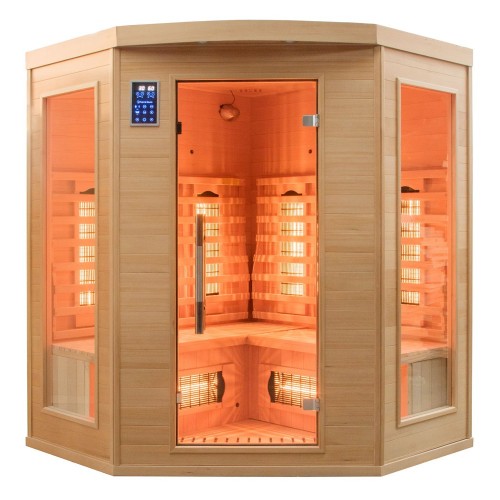 Cabina Sauna ad Raggi Infrarossi 3 4 Posti Angolare Legno da Casa Cromoterapia