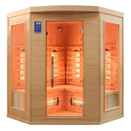 Cabina Sauna ad Raggi Infrarossi 3 4 Posti Angolare Legno da Casa Cromoterapia