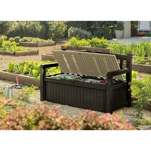 Keter Baule Effetto Legno Cassapanca Portagiochi Contenitore Coperchio Balcone