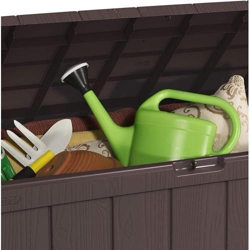 Baule Cassapanca Contenitore Balcone Seduta Marrone 270 Litri Maniglie con Ruote