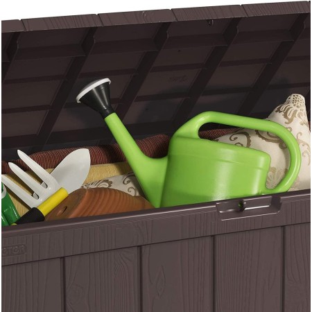 Baule Cassapanca Contenitore Balcone Seduta Marrone 270 Litri Maniglie con Ruote