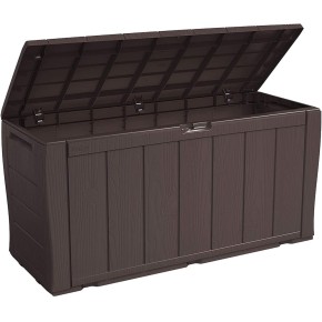Baule Cassapanca Contenitore Balcone Seduta Marrone 270 Litri Maniglie con Ruote 2