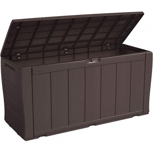 Baule Cassapanca Contenitore Balcone Seduta Marrone 270 Litri Maniglie con Ruote